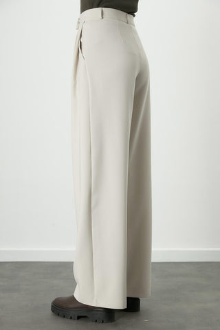 Dona Pleated Palazzo Trousers Light Beige