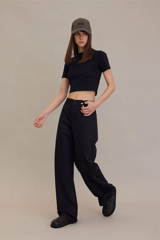 Straight Leg Comfortable Pants Black