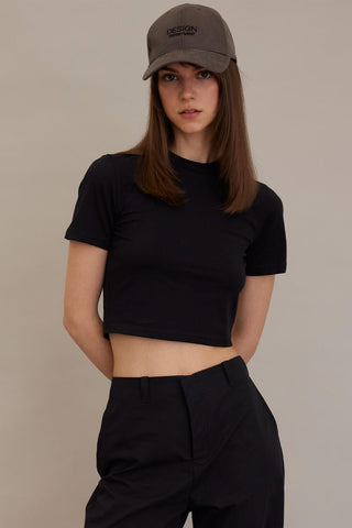 Cotton Crop T-Shirt Black