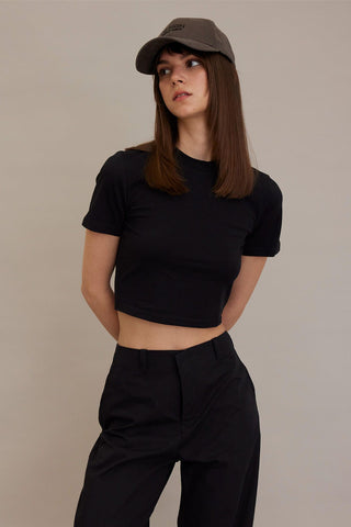 Cotton Crop T-Shirt Black