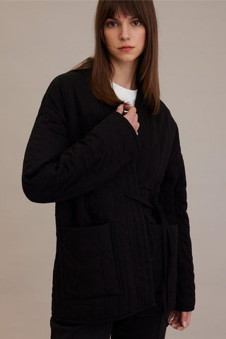 Quilted Comfort Kimono Black