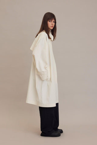 Oversize Technical Fabric Trench Coat Vanilla