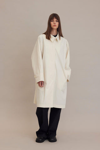 Oversize Technical Fabric Trench Coat Vanilla