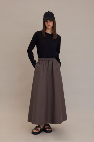 Wide Cut Flared Skirt Mink