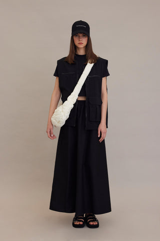 Wide Cut Flared Skirt Black