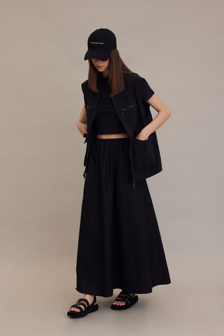 Wide Cut Flared Skirt Black