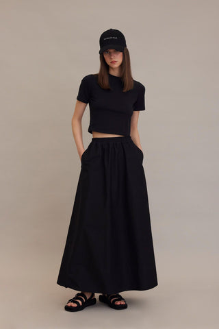 Wide Cut Flared Skirt Black