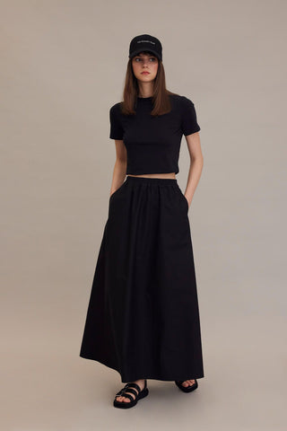 Wide Cut Flared Skirt Black