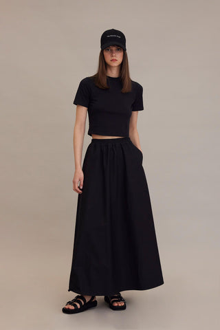 Wide Cut Flared Skirt Black