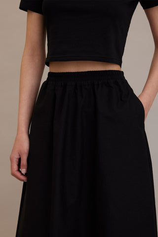 Wide Cut Flared Skirt Black