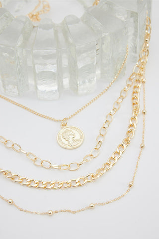 4 Layer Necklace Light Yellow
