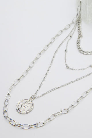 4 Layer Necklace Silver