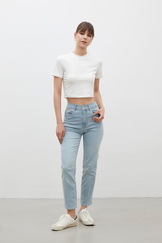 Bootcut Fit Denim Trousers Light Blue