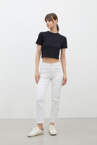 Bootcut Fit Denim Trousers White