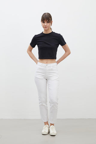 Bootcut Fit Kot Pantolon Beyaz