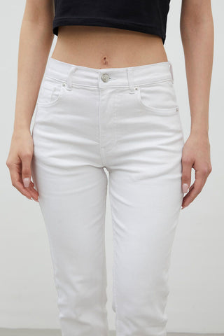 Bootcut Fit Denim Trousers White