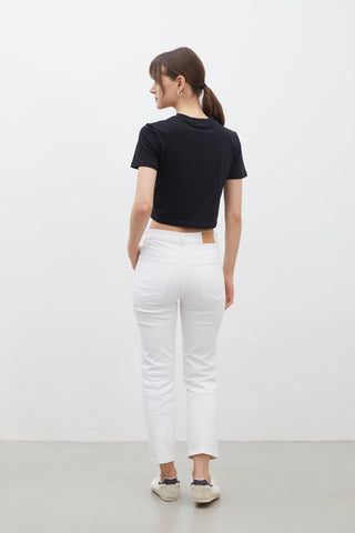 Bootcut Fit Denim Trousers White