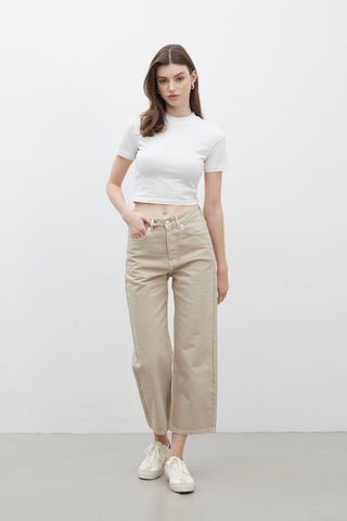 1975 High-Rise Straight Fit Denim Beige