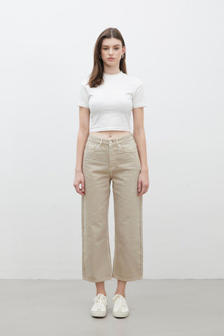 1975 High-Rise Straight Fit Denim Beige