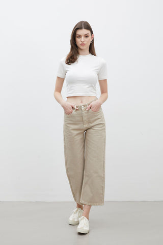 1975 High-Rise Straight Fit Denim Beige