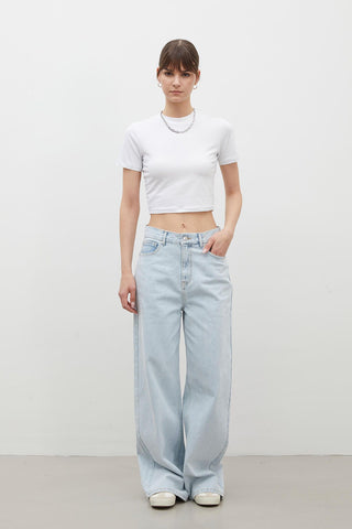 Wide Leg Denim Trousers Ice Blue