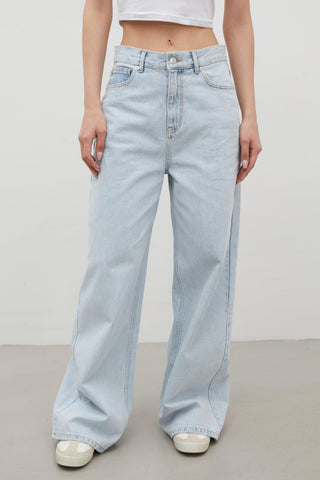 Wide Leg Denim Trousers Ice Blue