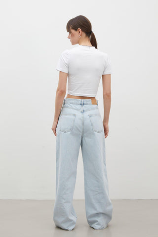 Wide Leg Denim Trousers Ice Blue