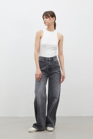 Wide Leg Denim Trousers Anthracite