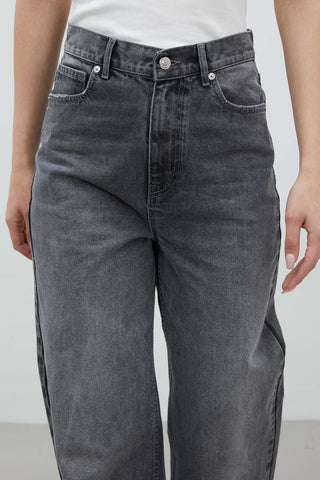 Wide Leg Denim Trousers Anthracite