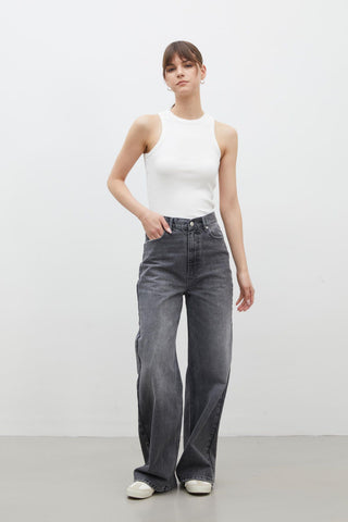 Wide Leg Denim Pantolon Antrasi̇t