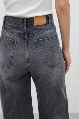 Wide Leg Denim Trousers Anthracite