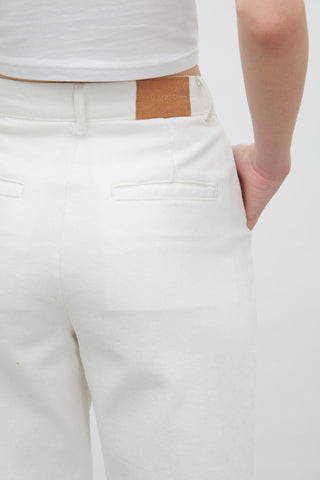 Stitch Detail Straight Denim Trousers White