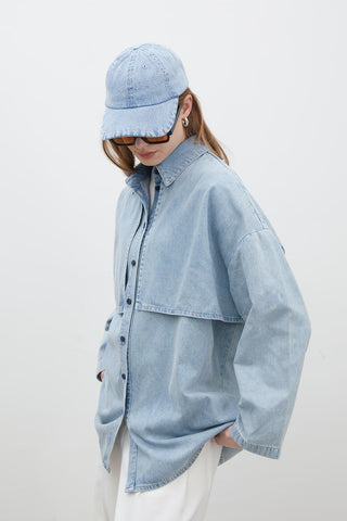 Trench Design Denim Jacket Ice Blue