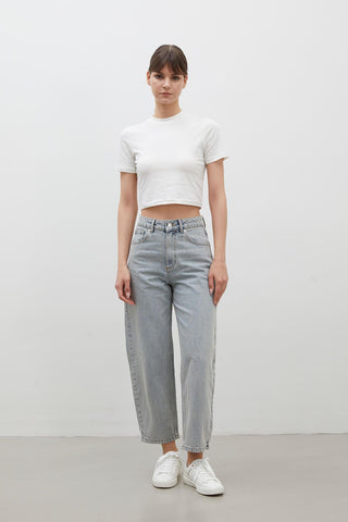 Barrel Fit Denim Trousers Light Blue