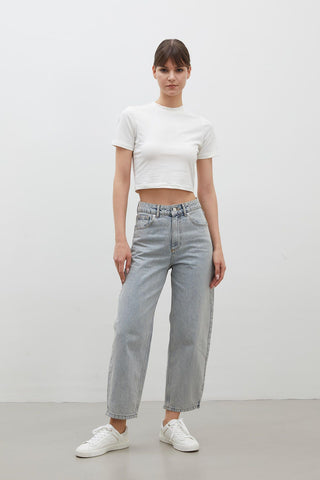 Barrel Fit Denim Trousers Light Blue