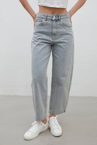 Barrel Fit Denim Trousers Light Blue