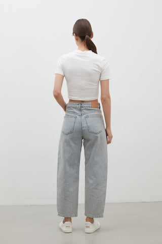 Barrel Fit Denim Trousers Light Blue