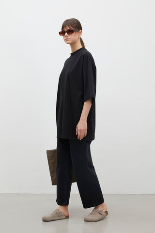 Oversize Cotton Short Sleeve T-Shirt Black