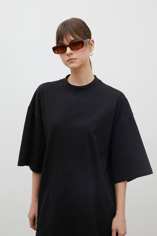 Oversize Cotton Short Sleeve T-Shirt Black