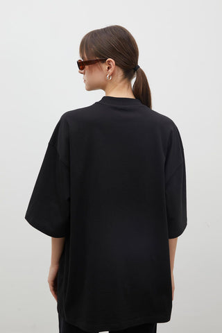 Oversize Cotton Short Sleeve T-Shirt Black