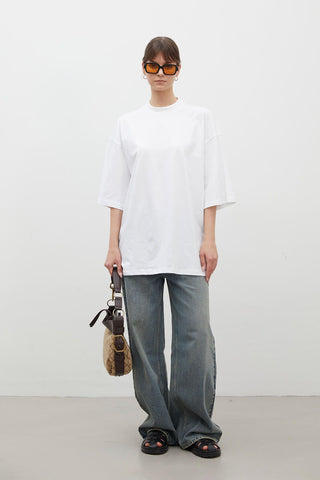 Oversize Cotton Short Sleeve T-Shirt White