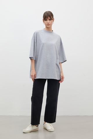 Oversize Cotton Short Sleeve T-Shirt Grey Melange