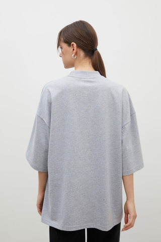 Oversize Cotton Short Sleeve T-Shirt Grey Melange