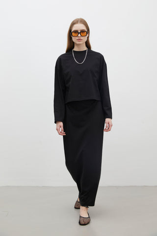 Cotton Pencil Skirt Black