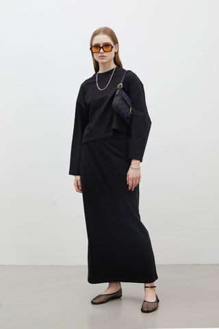 Pamuklu Kalem Etek Siyah