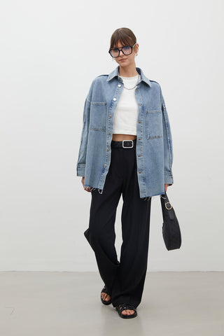 Oversize Denim Shirt Jacket Blue