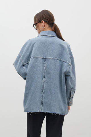 Oversize Denim Shirt Jacket Blue