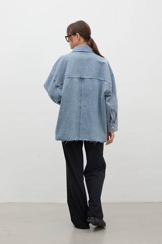 Oversize Denim Shirt Jacket Blue