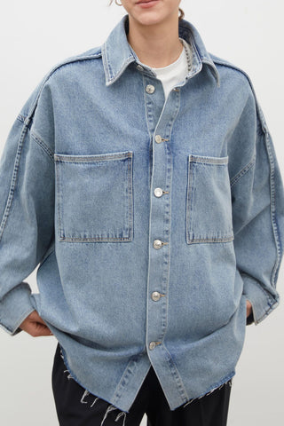 Oversize Denim Shirt Jacket Blue