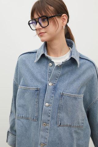 Oversize Denim Shirt Jacket Blue